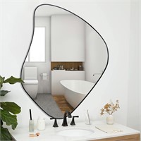 Asymmetrical Mirror, Black Frame Modern Vanity Mi