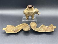 Vintage Brass Tsarouchi Ashtrays & Elephant Cisner