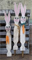 3 Fence Post Easter Bunny Decorations