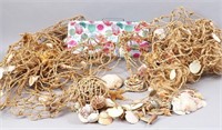 Pair of Seashell Nets, Windchime, Box & Shells