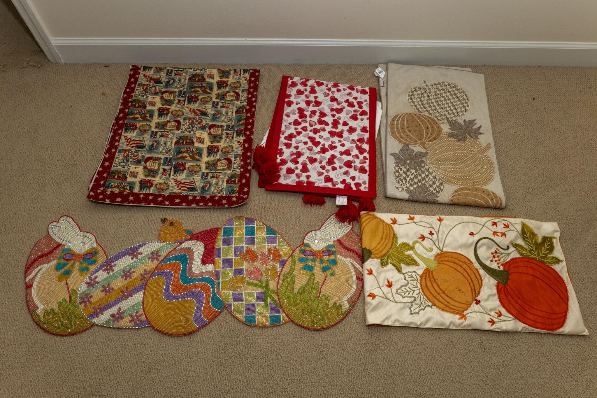 Six holiday table runners for various occasions.