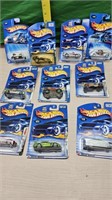 10- numbered Hotwheels cars