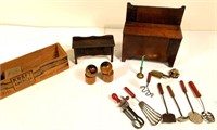 minidature- kitchen utensils & doll sz furniture