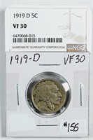 1919-D  Buffalo Nickel   VF-30  graded by NGC