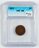 1874  Indian Head Cent   ICG G-8