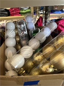 box of christmas bulbs, 9 packs 6@ gold green