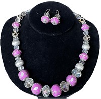 Beaded Chunky Statement Necklace & Earrings