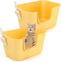 2 Pcs Extra Large Cat Litter Box 24.6 x 16.9 x 13