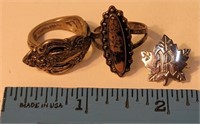 2 sterling rings and sterling pin