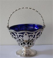 19thC English pierced sterling silver basket