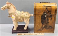 Emperor Wine Box & Carved Horse Figure