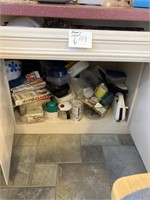 Drawer and contents of large cabinet below it