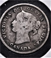 1874 CANADA SILVER 5 CENTS VG