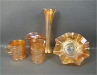 (5) Pc. Dugan Marigold Carnival Glass Lot