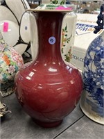 LARGE RED ROUGE CHINESE PORCELAIN VASE