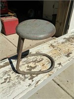 Primitive vintage metal milk stool