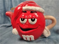 Red M&M's Santa Ceramic Teapot