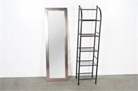 Floor Mirror & Metal Shelf