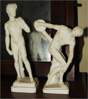 (2) small chalkware sculptures of David and