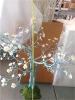 Sparkle teal blue floral tree decor