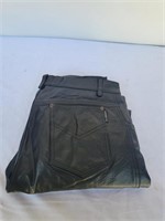 Black Leather Button Front Pants Size 32