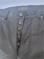 Black Leather Size 32 Button Front Pants