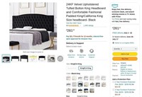 B3256  24KF Velvet King Headboard Black-king