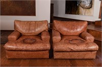 PAIR OF MID-CENTURY ITALIAN LEATHER CLUB CHAIRS
