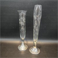 Weighted Sterling Based Crystal & Glass Bud Vases