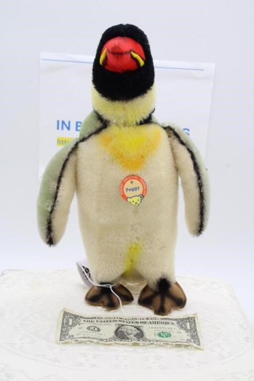 STEIFF "PEGGY" PENGUIN W/EAR BUTTON & PAPER