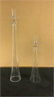 2 Alina Glass Taper Candle Holder 24” & 16”