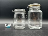 Pair of vintage hinged lid jars