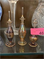 3PC BLOWN GLASS MIDDLE EASTERN PERFUME BOTTLES