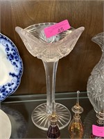 AMERICAN BRILLIANT 3 SIDED CRYSTAL COMPOTE