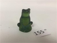 Lalique Green Crystal Frog - 2" Tall