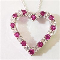 $100 Silver Created Ruby Necklace