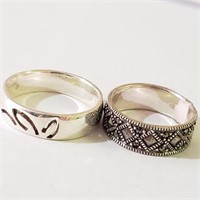 $200 Silver Lot Of 2 Marcasite Ring