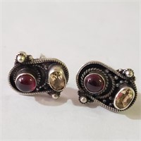 $120 Silver Citrine Garnet Earrings