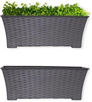 Set of 2 18x8 Rectangular Modern planter