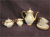 Bavarian Teapot and Creamer Set with 3 Tea Cups &