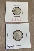 2 X 1942 TEN CENT