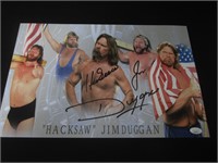 WWF HACKSAW JIM DUGGAN SIGNED POSTER JSA