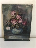 Antique Oil On Canvas Floral Painting -Signed
