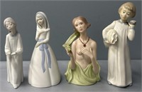 4 Porcelain Figures incl Lladro & NA Goebel