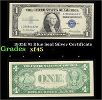 1935E $1 Blue Seal Silver Certificate Grades xf+