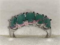Sterling silver green emerald ring sz 6