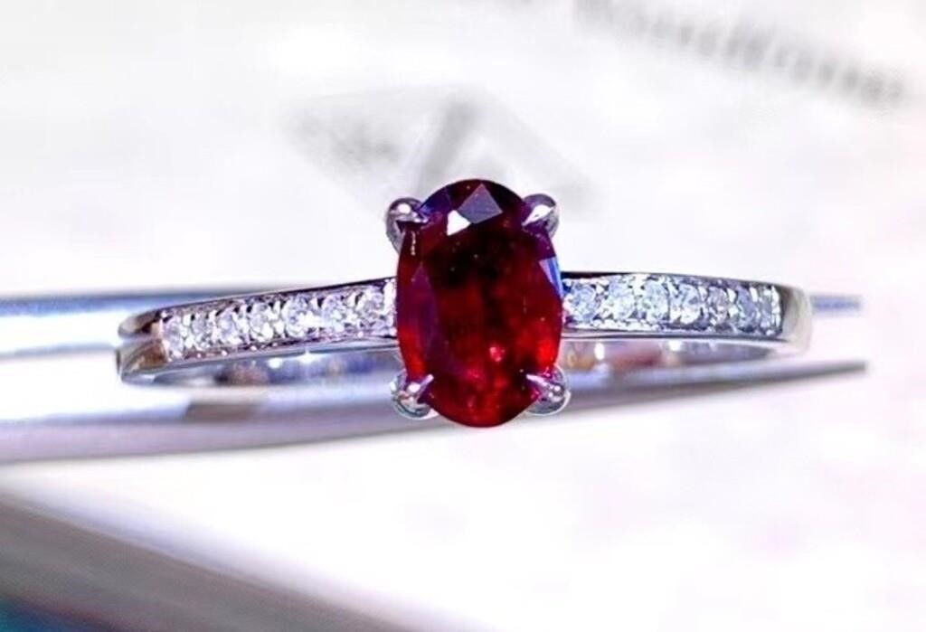 0.58ct Natural Ruby Ring, 18k Yellow Gold