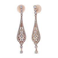 18k Rgold 1.76ct Diamond Art-deco Drop Earrings