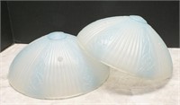 (2) VINTAGE BLUE GLASS LAMPSHADES