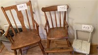 2 vintage, high chairs, and one Child’s chair,